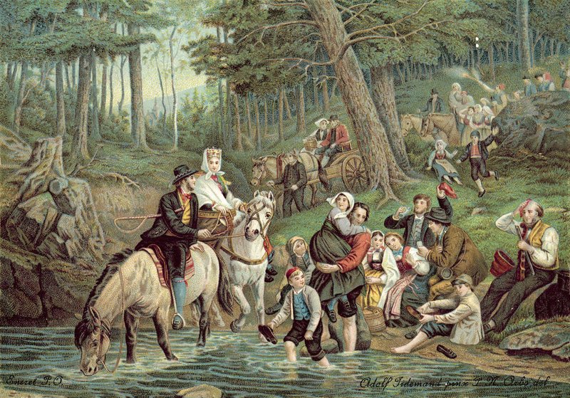 Norveç sahnesi (renkli taş) by Adolph Tidemand