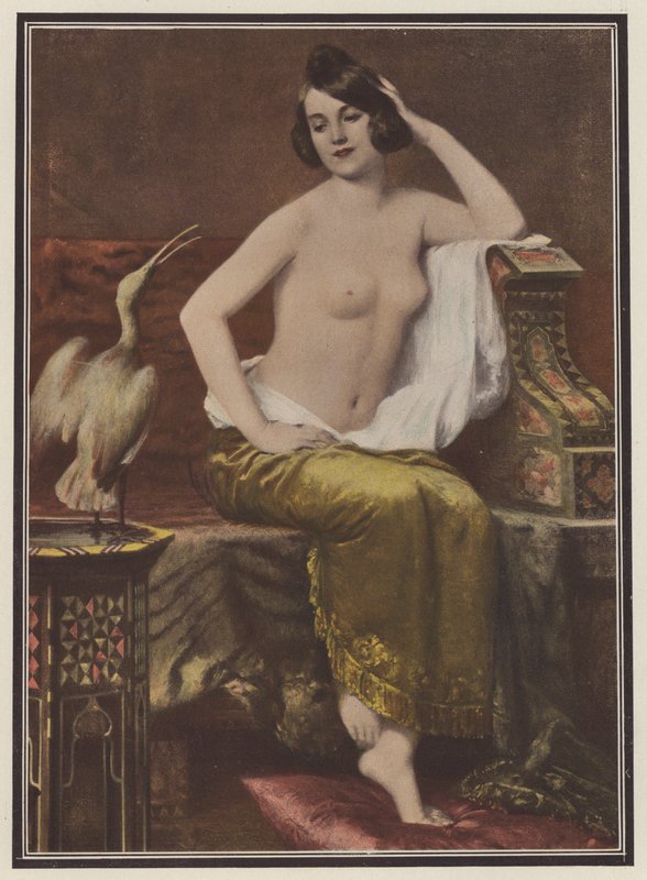 Favori, kuşlu kadın (renkli taş) by Adolphe Weisz