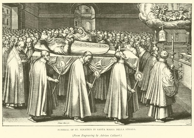 Funeral of St Ignatius in Santa Maria Della Strada (engraving) by Adriaen (after) Collaert