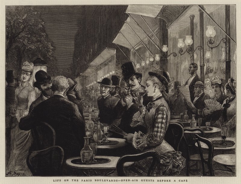 Paris Bulvarlarında Yaşam, Kafeden Önce Açık Hava Misafirleri by Adrien Emmanuel Marie