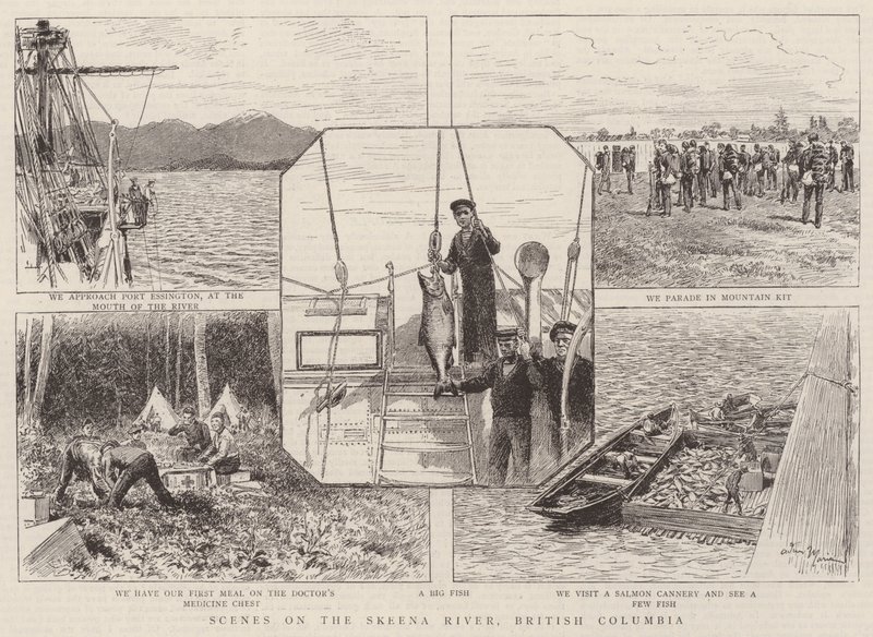 Skeena Nehri, Britanya Kolumbiyası ile ilgili sahneler by Adrien Emmanuel Marie