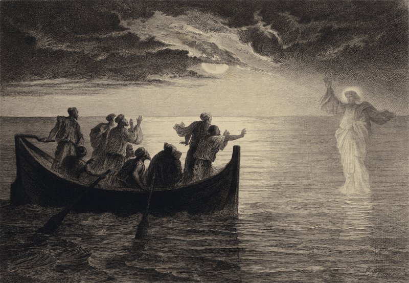 İsa denizde yürüyor by after Albert Robida