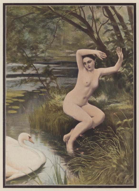 Leda, Yunan mitolojisinden Spartalı prenses (renkli taş) by Albert (after) Aublet