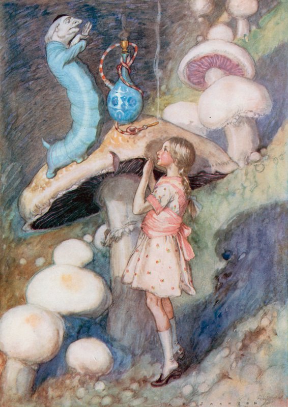 Alice Harikalar Diyarında için İllüstrasyon (renkli lito) by Albert Edward Jackson