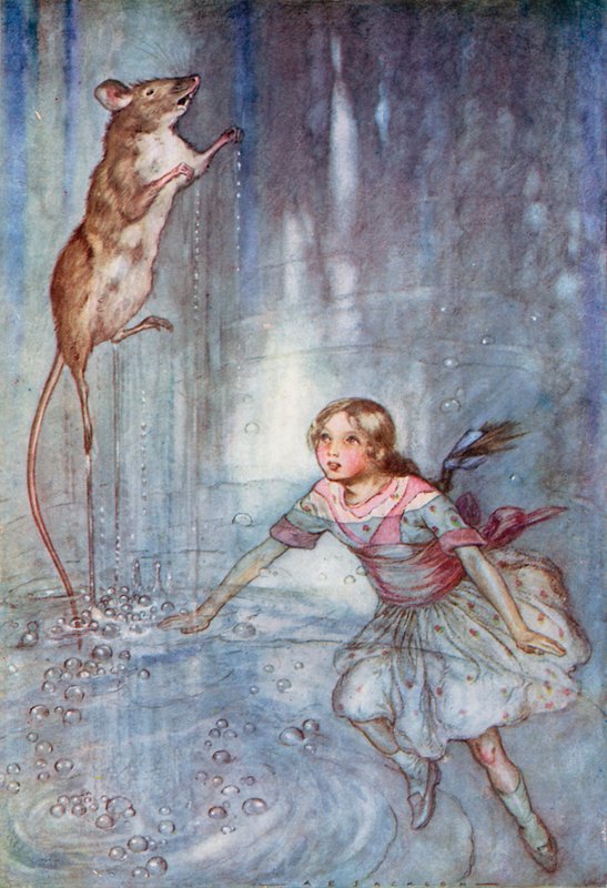 Alice Harikalar Diyarında için İllüstrasyon (renkli lito) by Albert Edward Jackson