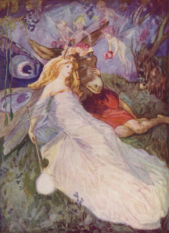 Shakespeare: Alt ve Peri Kraliçesi, Bir Yaz Gecesi Rüyası, Perde IV, Sahne I (renkli lito) by Albert Edward Jackson