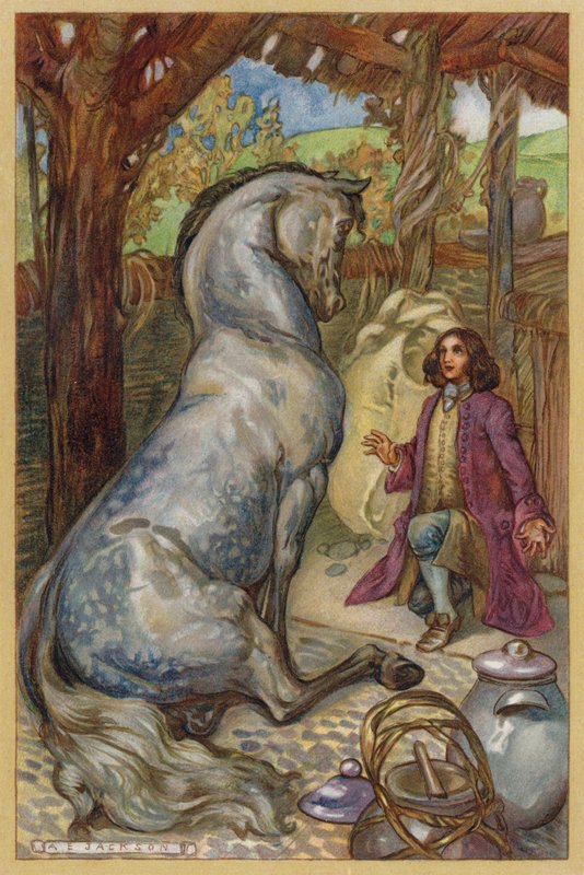 Houyhnhnm, Gulliver ile İnsanlığı Tartıştı (kromolitho) by Albert Edward Jackson