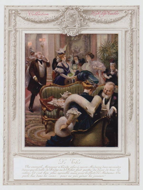 Belle Epoque Paris, Çay içen şık bayan (renkli taş) by Albert Guillaume