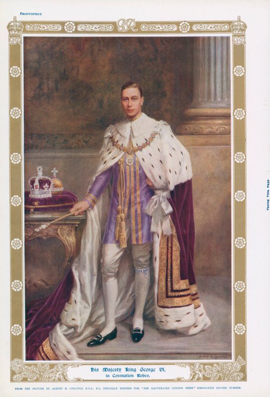 Kral George VI taç giyme cübbesi içinde (renkli taş) by Albert Henry (after) Collings