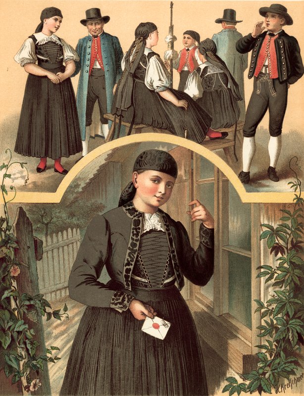 Alman kostümü, Würtemberg Schwenningen by Albert Kretschmer