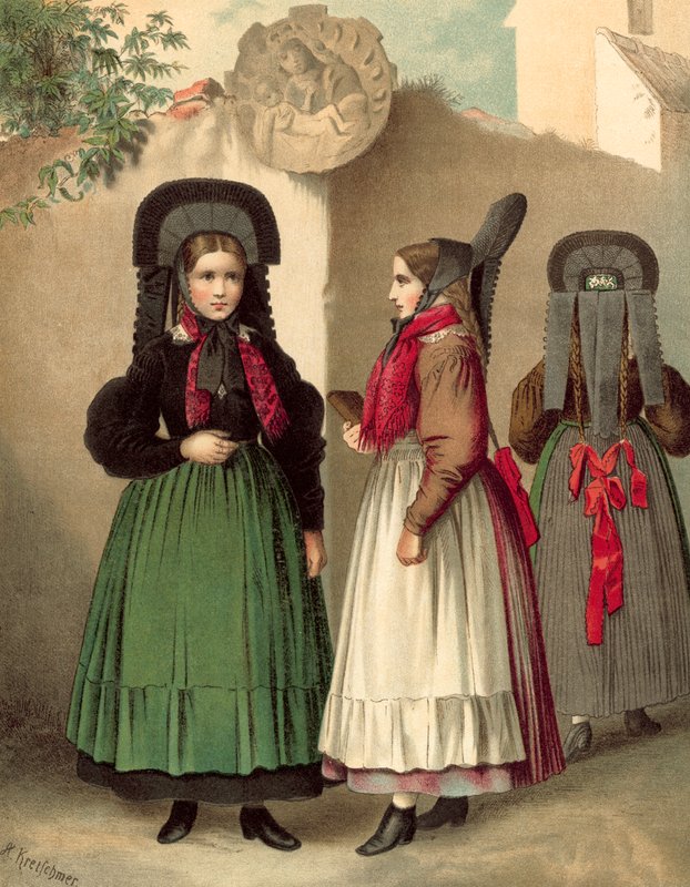 Alman kostümü, Würtemberg Rottweil çevresinde by Albert Kretschmer