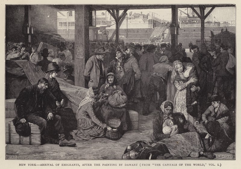 New York - Göçmenlerin Gelişi (taş) by Albert Pierre Dawant