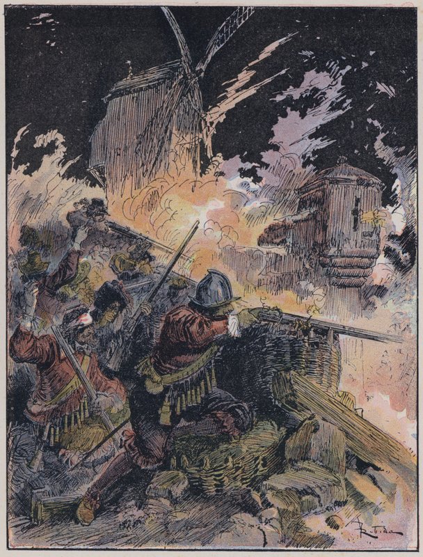 Le Capitaine Bellormeau için çizim ve A Robida tarafından resmedilmiştir (renkli taş) by Albert Robida