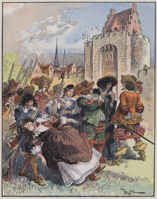 Le Capitaine Bellormeau için çizim ve A Robida tarafından resmedilmiştir (renkli taş) by Albert Robida