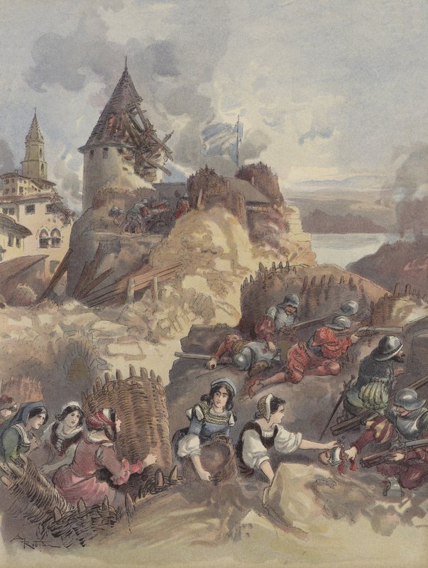 Marsilya kuşatmasında kadınlar by Albert Robida