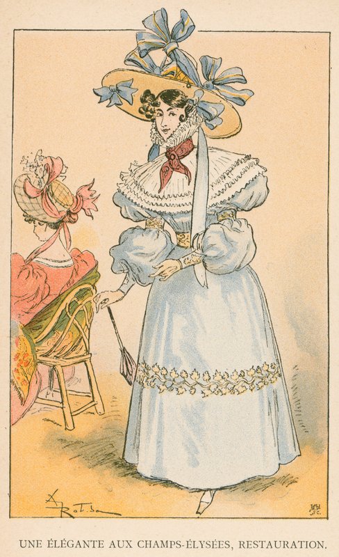 Une Elegante aux Champs-Elysees, Restauration by Albert Robida