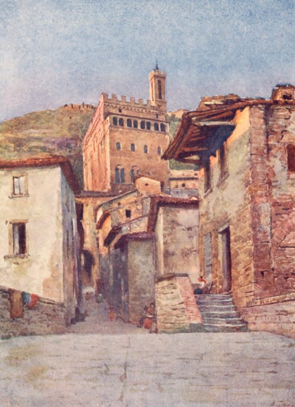 Via Delle Occhi, Gubbio (renkli taş baskı) by Alberto Pisa