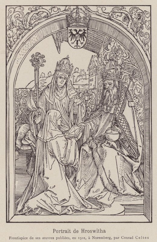 Gandersheim'lı Hrotsvitha by Albrecht (after) Durer or Duerer