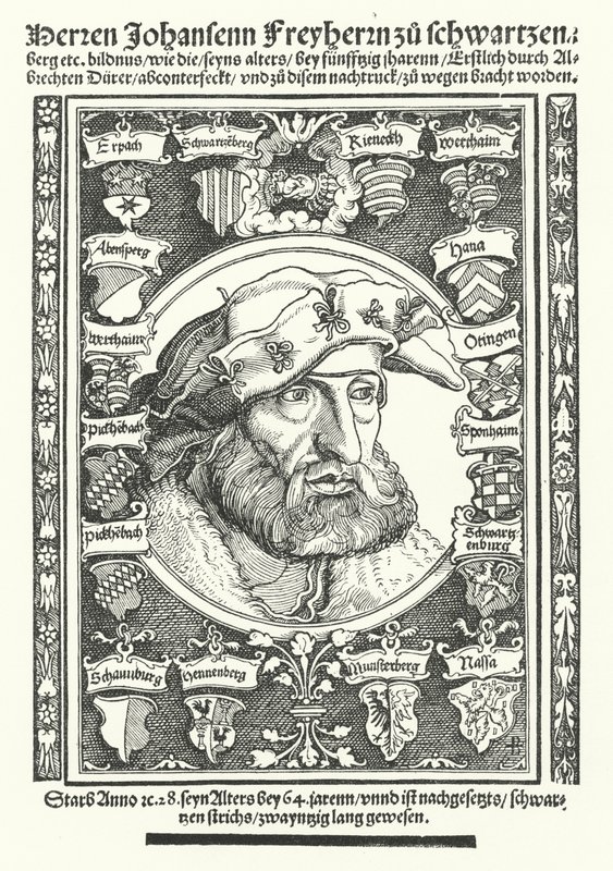 Johann of Schwarzenberg, Alman ahlakçı, şair ve reformcu (gravür) by Albrecht (after) Durer or Duerer
