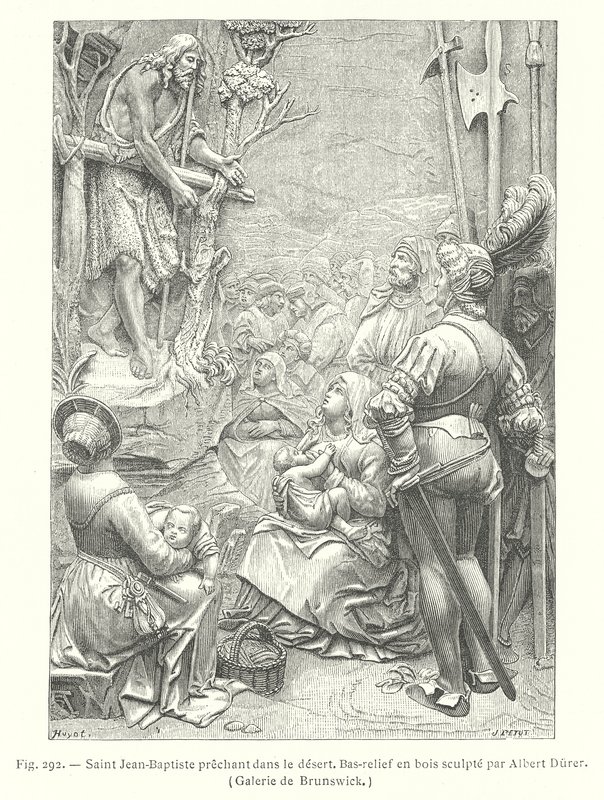 Vaftizci Yahya çölde vaaz veriyor (gravür) by Albrecht (after) Durer or Duerer