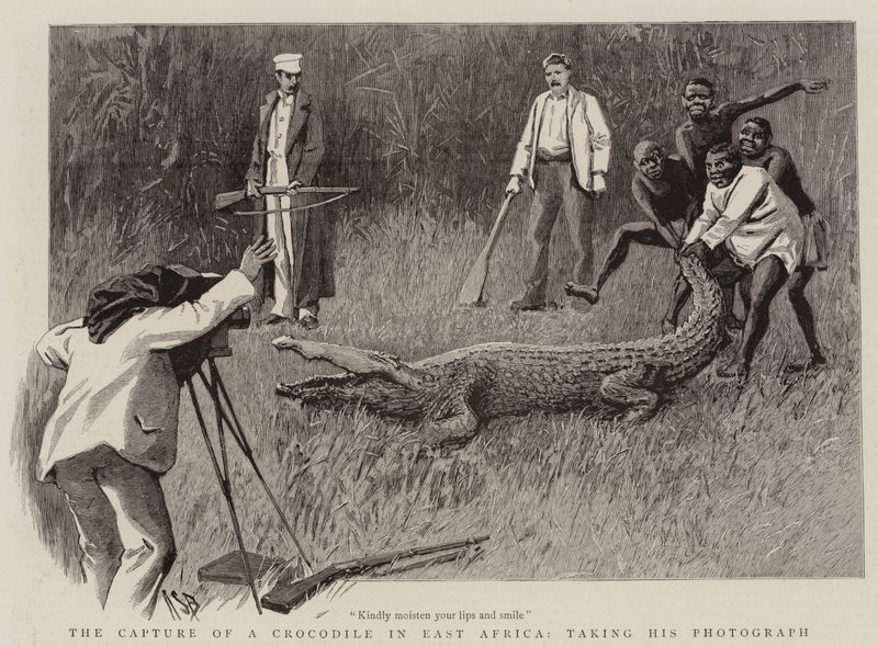 Doğu Afrika'da Yakalanan Bir Timsahın Fotoğrafını Çekerken by Alexander Stuart Boyd