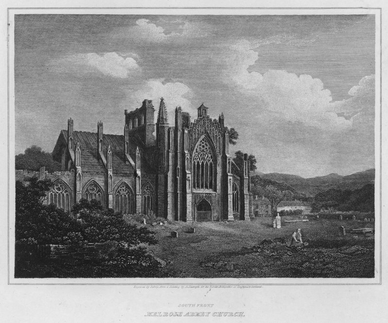 Güney Cephesi, Melrose Abbey Kilisesi (gravür) by Alexander (after) Nasmyth