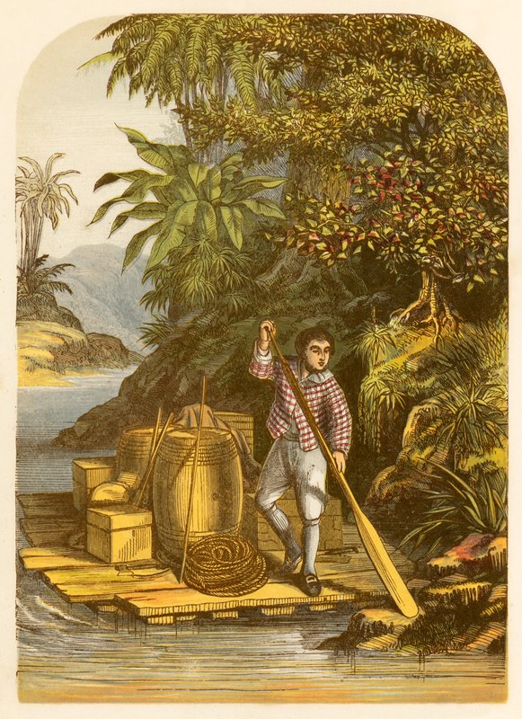 Robinson Crusoe bir sal aracılığıyla gemiden birçok faydalı eşya kurtarıyor by Alexander Francis Lydon