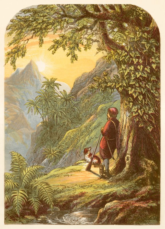 Robinson Crusoe adanın bir araştırmasını yapıyor by Alexander Francis Lydon