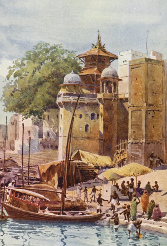 The Bathing Ghats, Benares (renkli taş) by Alexander Henry Hallam Murray