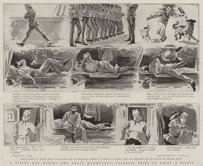 Deniz Manevraları Sırasında Yorucu Bir Gün, Tallboys bir Siesta'nın tadını çıkarmaya çalışıyor by Alexander Stuart Boyd