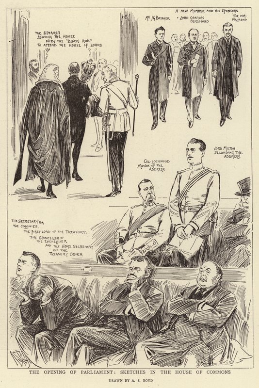 Parlamentonun Açılışı, Avam Kamarası Eskizleri by Alexander Stuart Boyd