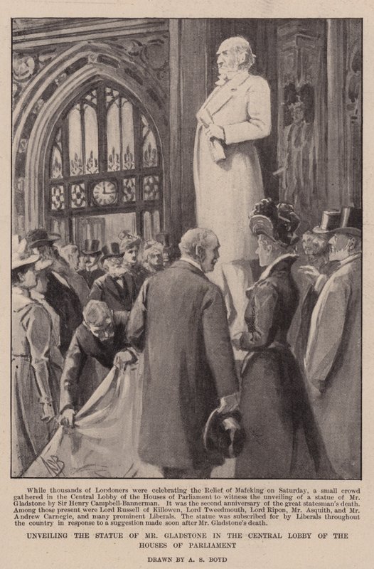 Parlamento Evlerinin Merkez Lobisinde Bay Gladstone Heykelinin Açılması by Alexander Stuart Boyd