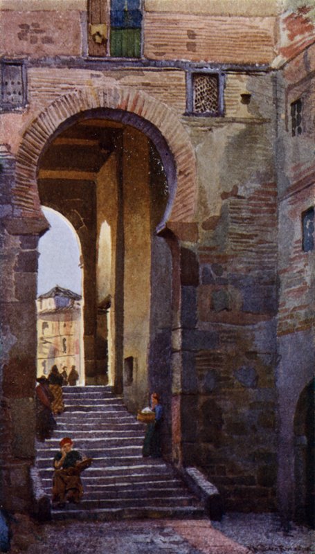 Puerta Del Zocodover, Toledo (renkli taş) by Alexander Wallace Rimington