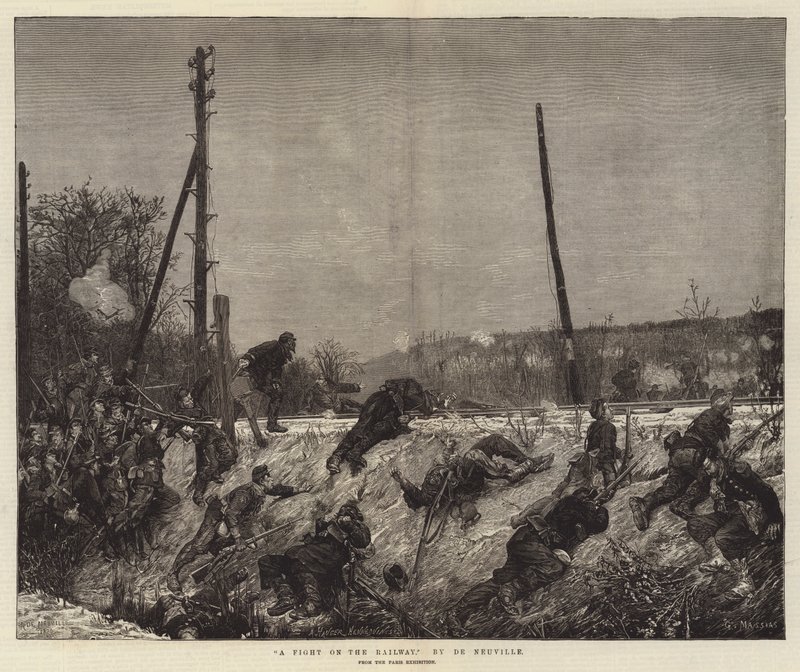 Demiryolunda Bir Dövüş by Alfred Brunel de Neuville