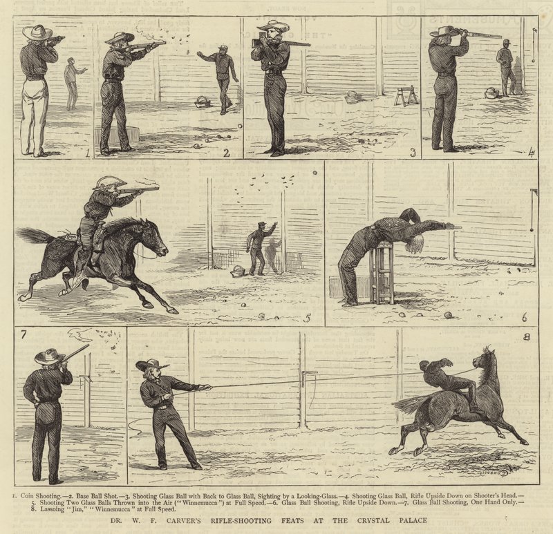 Dr WF Carver'ın Crystal Palace'taki Tüfek Atış Becerileri by Alfred Chantrey Corbould