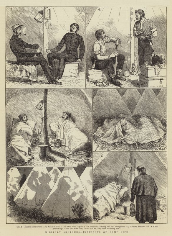 Askeri Skeçler, Kamp Hayatı Olayları by Alfred Chantrey Corbould
