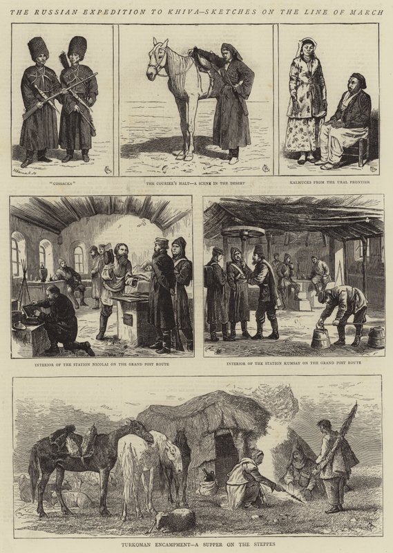 Rus Hiva Seferi, Mart Çizgisi Üzerine Eskizler by Alfred Chantrey Corbould