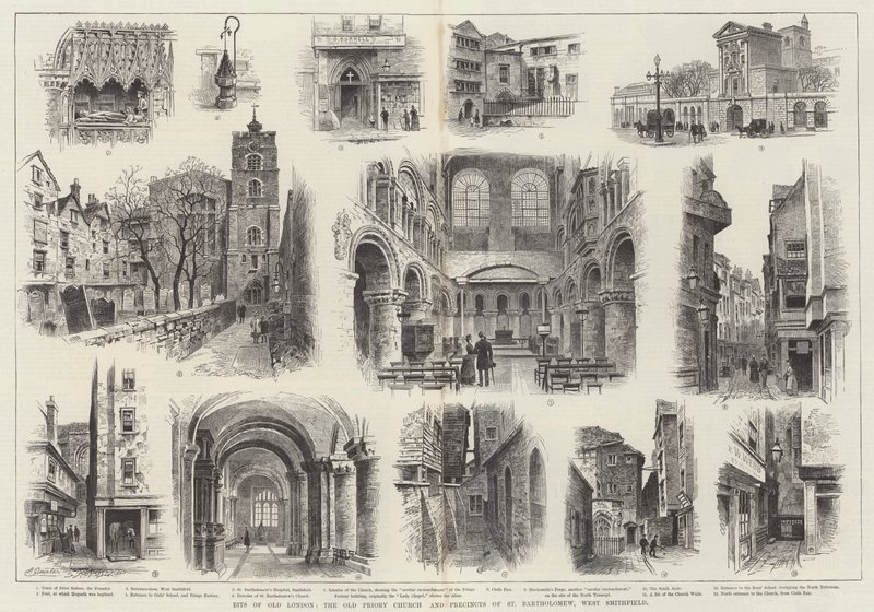 Eski Londra'nın Parçaları, Eski Manastır Kilisesi ve St Bartholomew, West Smithfield Bölgeleri by Alfred Robert Quinton
