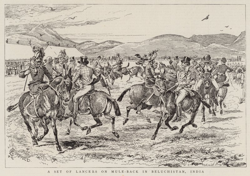 Belucistan, Hindistan'da Katır Sırtında Bir Mızraklı Seti by Alfred Chantrey Corbould