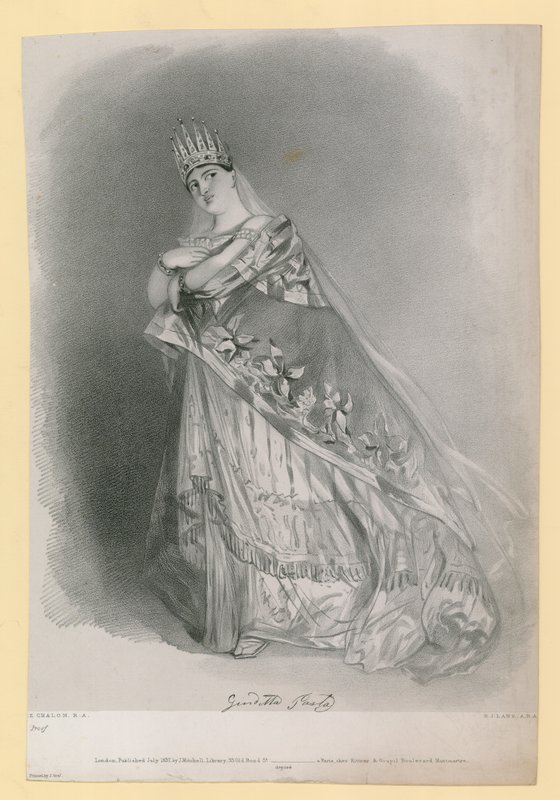 RJ Lane tarafından kazınmış Giuditta Makarna, Temmuz 1837'de yayınlandı by Alfred Edward Chalon