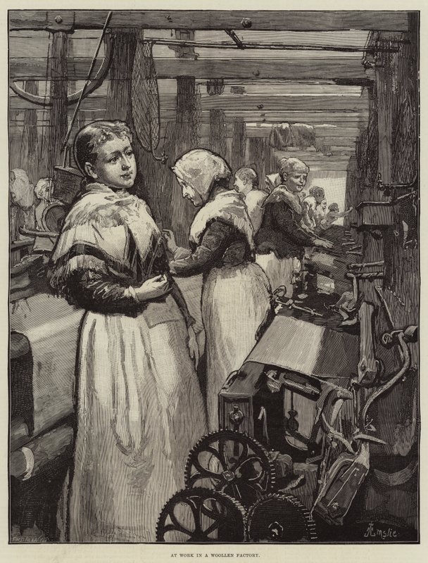 Yün Fabrikasında İş Başında by Alfred Edward Emslie