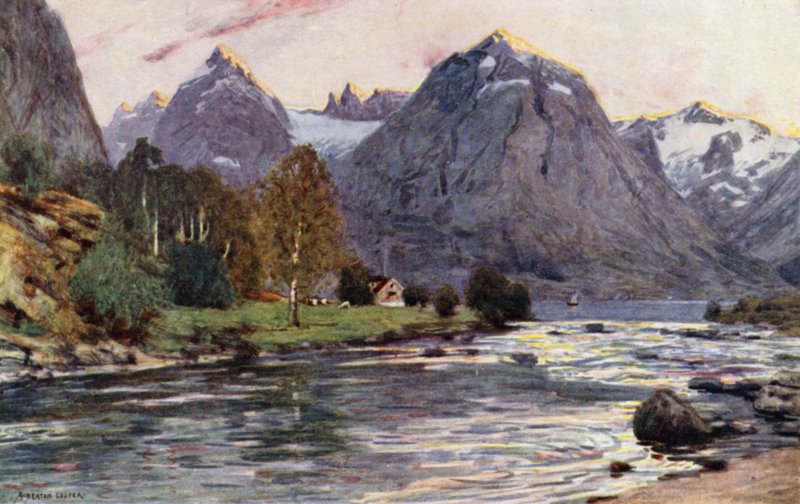 Urnaeskirkja, Lyster, Sogne -firði by Alfred Heaton Cooper