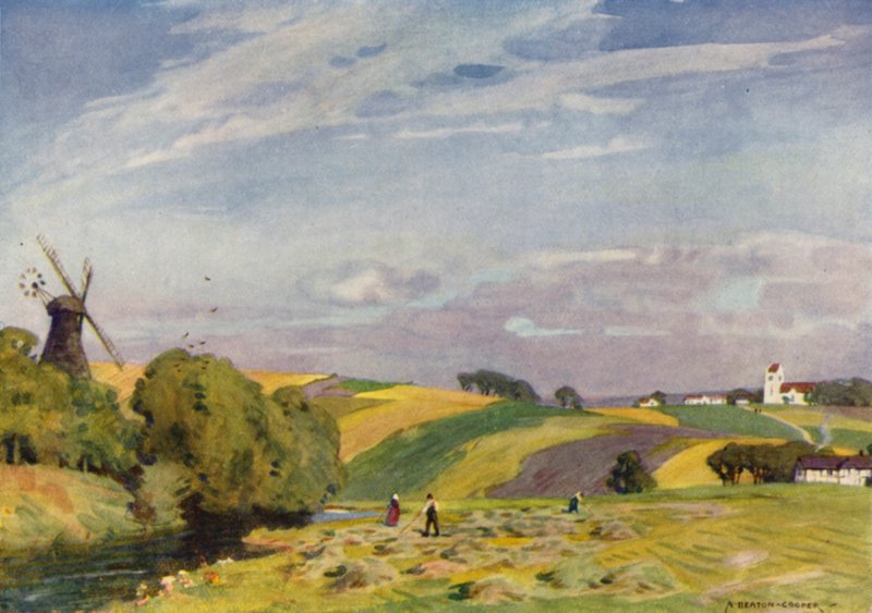 Danimarka: Tipik Bir Danimarka Manzarası, Güney Jutland (renkli taş) by Alfred Heaton Cooper