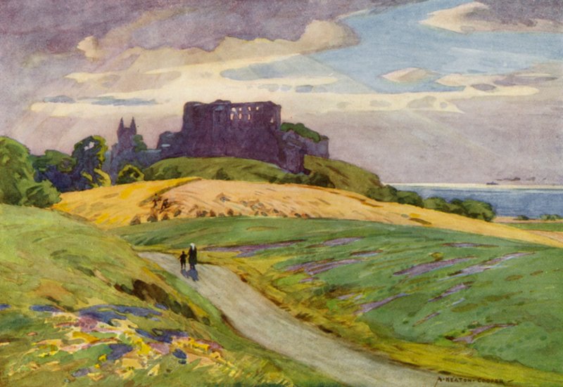 Danimarka: Bornholm, Hammershus Kalesi (renkli taş) by Alfred Heaton Cooper
