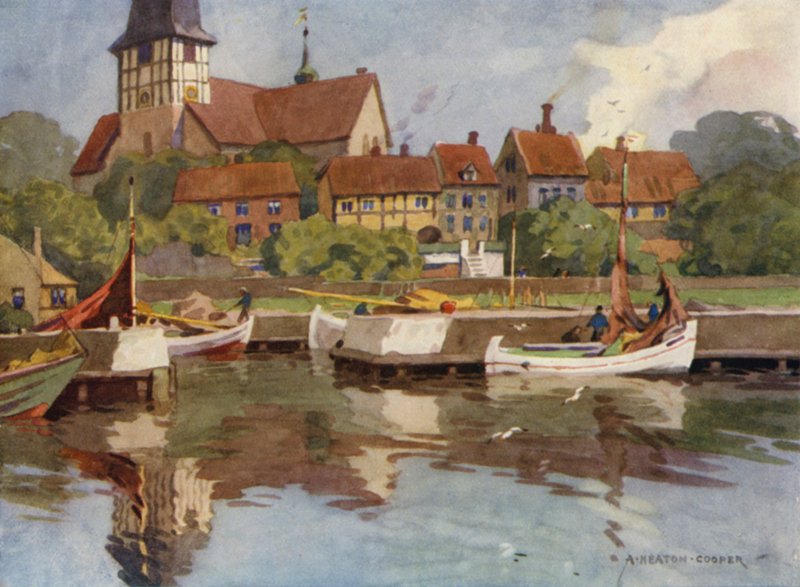 Danimarka: Bornholm, Ronne Harbour (renkli taş) by Alfred Heaton Cooper