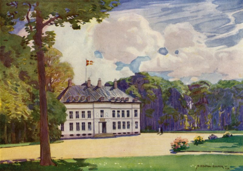 Danimarka: Kopenhag, Bernstorf Sarayı (renkli taş) by Alfred Heaton Cooper