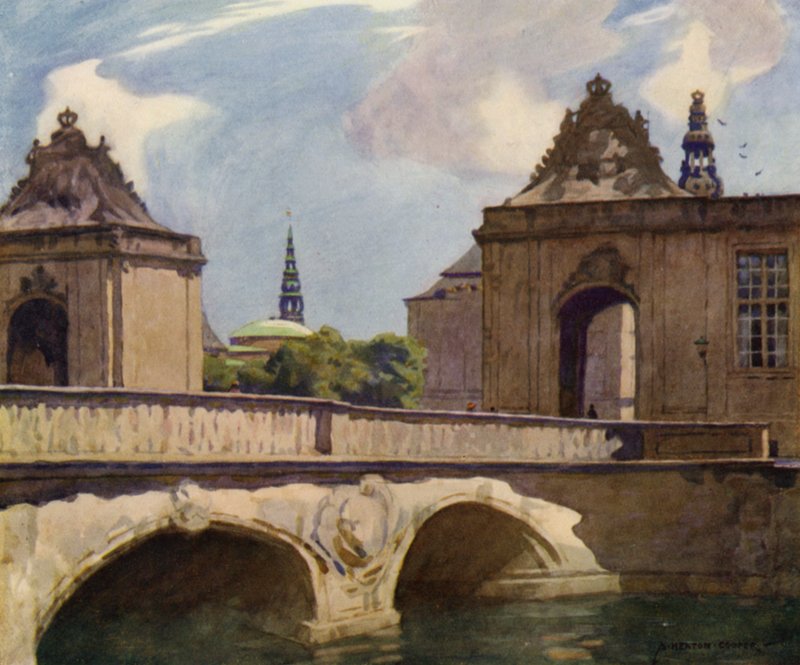 Danimarka: Kopenhag, Mermer Köprü (renkli taş) by Alfred Heaton Cooper