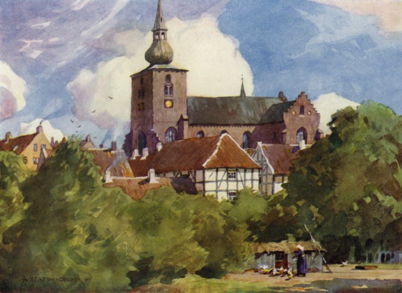 Danimarka: Randers Kilisesi, Kuzey Jutland (renkli taş) by Alfred Heaton Cooper