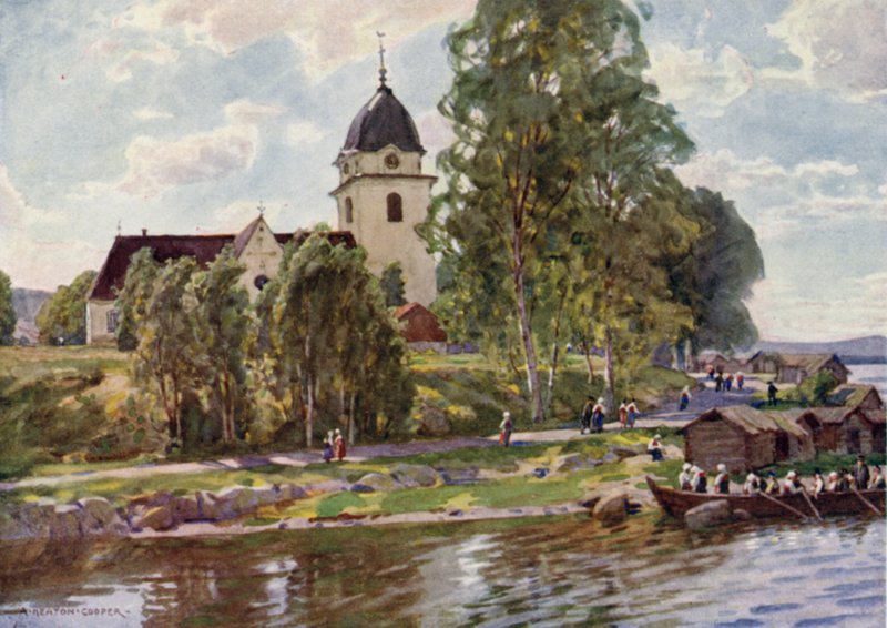 Sunday at Rattvik, Dalecarlia  by Alfred Heaton Cooper