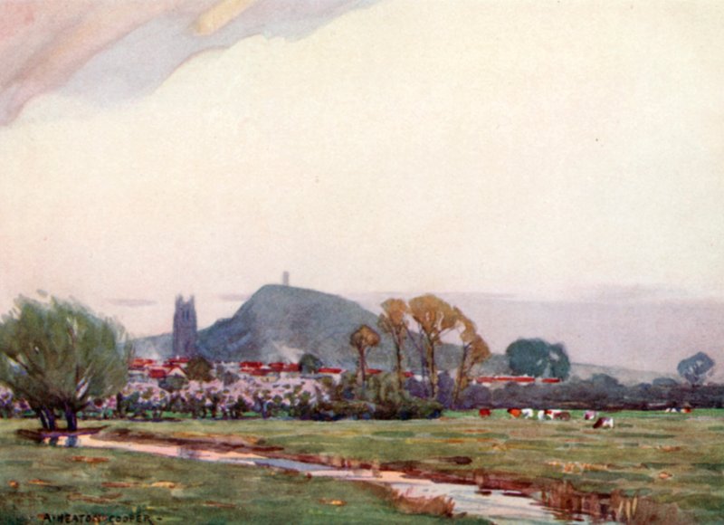 Avalon Adası ve Glastonbury Tor (renkli taş) by Alfred Heaton Cooper